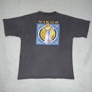 Vintage 90s Virgo Zodiac Astrology T-Shirt Goddess Graphic Made in USA XL Faded